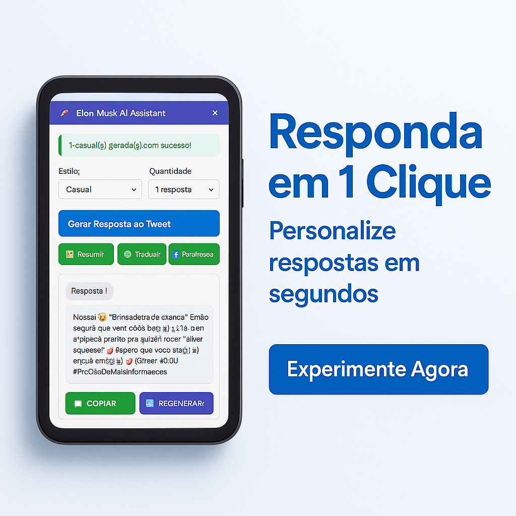 Robô Elon Musk: Responda Tweets (X) com Inteligência Artificial, Resuma, Traduza, Parafraseie