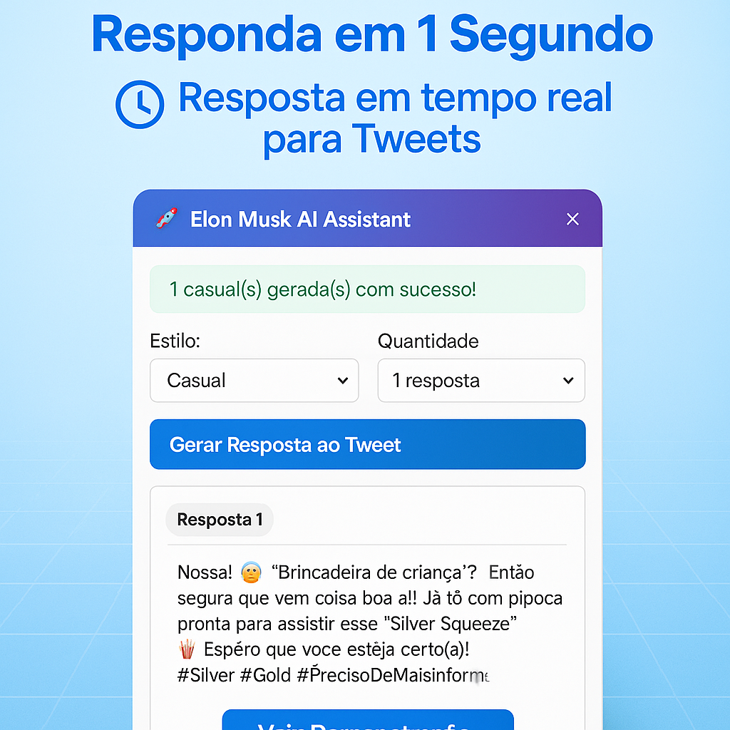 Robô Elon Musk: Responda Tweets (X) com Inteligência Artificial, Resuma, Traduza, Parafraseie