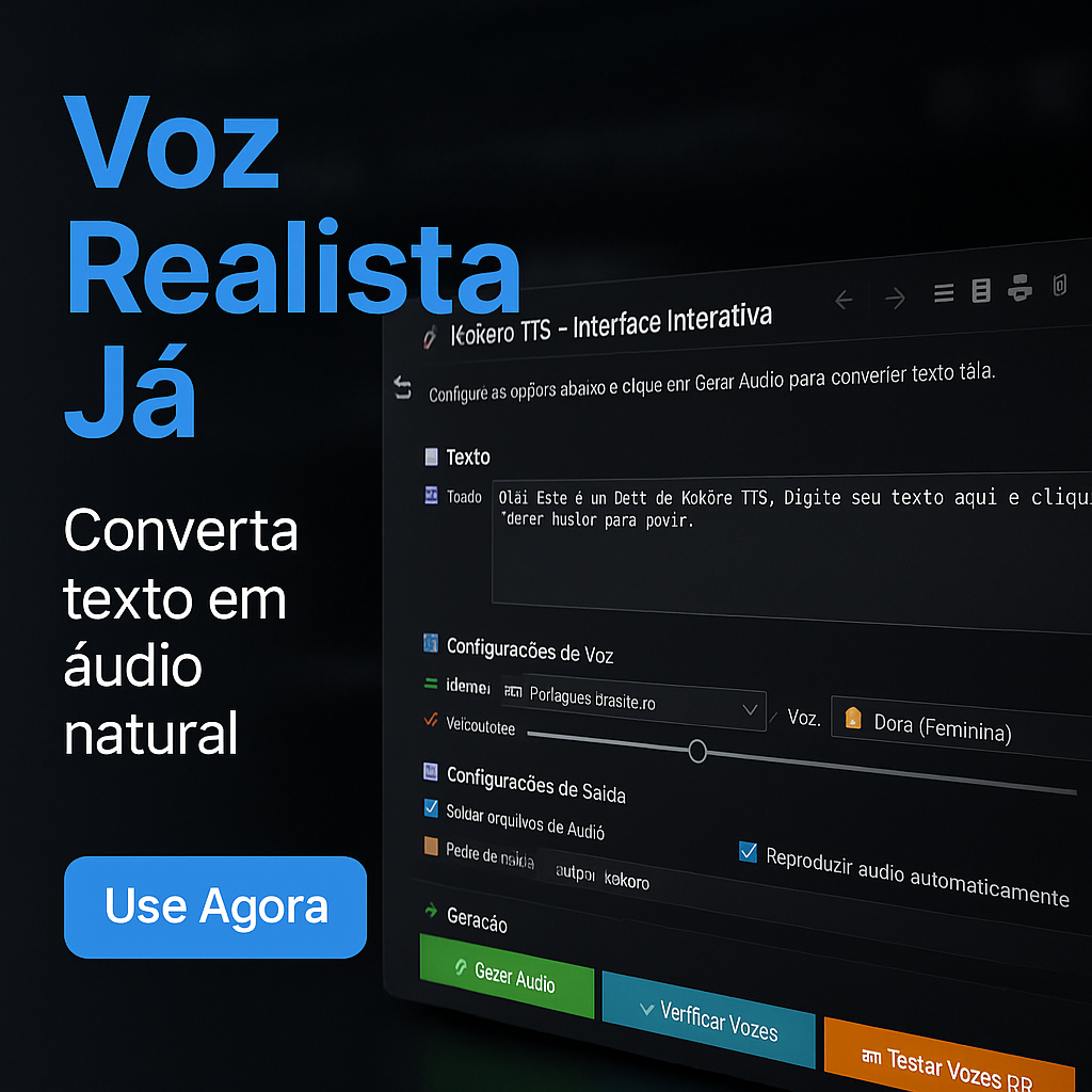 Robô Kokoro: Converta Texto em Voz com Realismo Incomparável (Ilimitado)