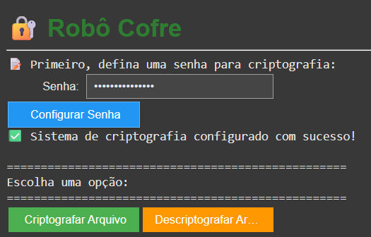 Robô Cofre: Proteja Seus Arquivos com Senha (Criptografia)