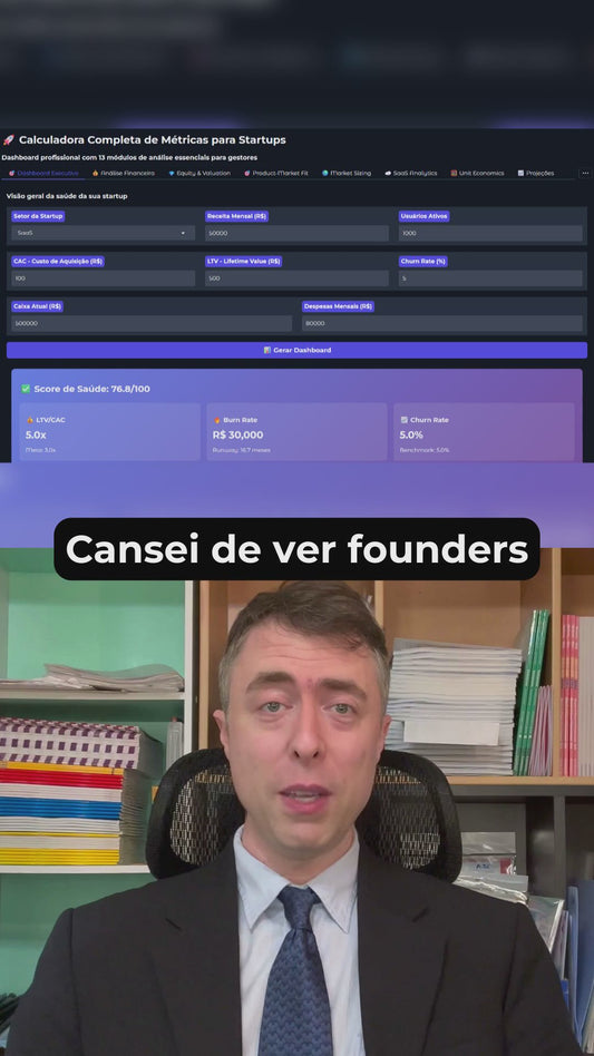 Robô Startup: Calculadora Completa de Métricas para Startups (13 Módulos)