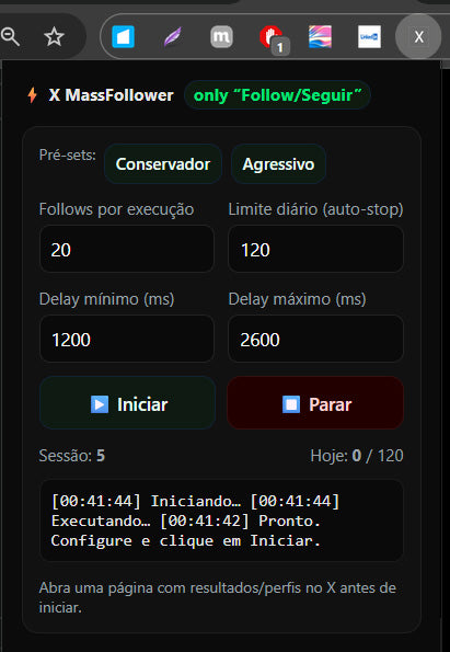 Robô X MassFollower: Extensão no Chrome para Seguir Pessoas em Massa no Twitter