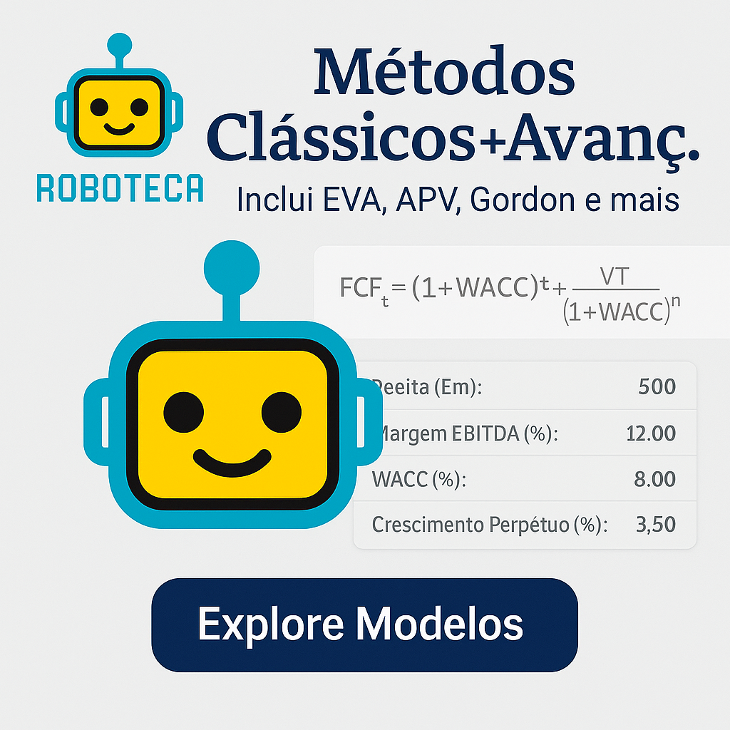 Robô Valuation: Calcule o Valuation de Empresas/Startups com 13 Modelos + Machine Learning