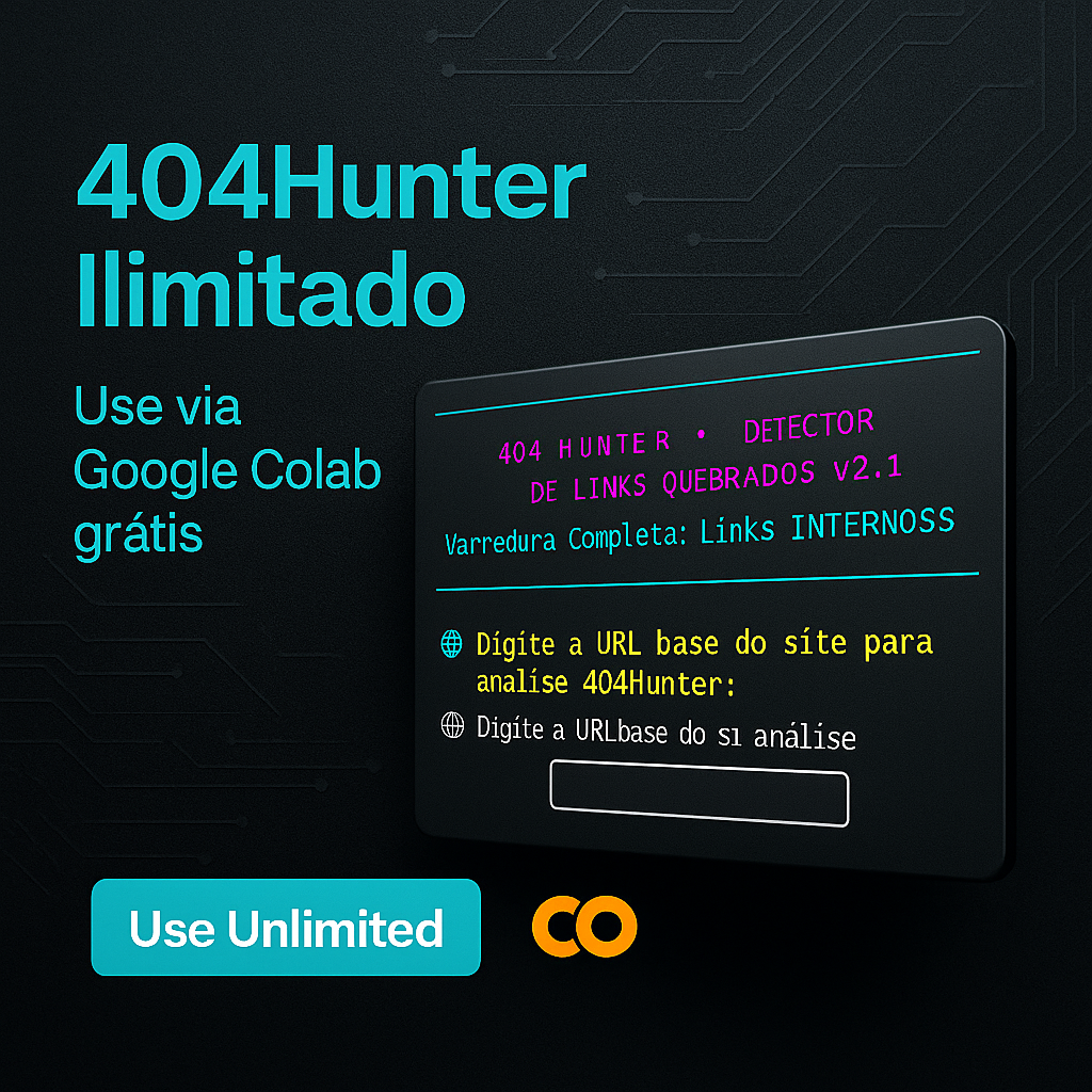Robô 404Hunter: Detecte Links Quebrados em Massa (Ilimitado)