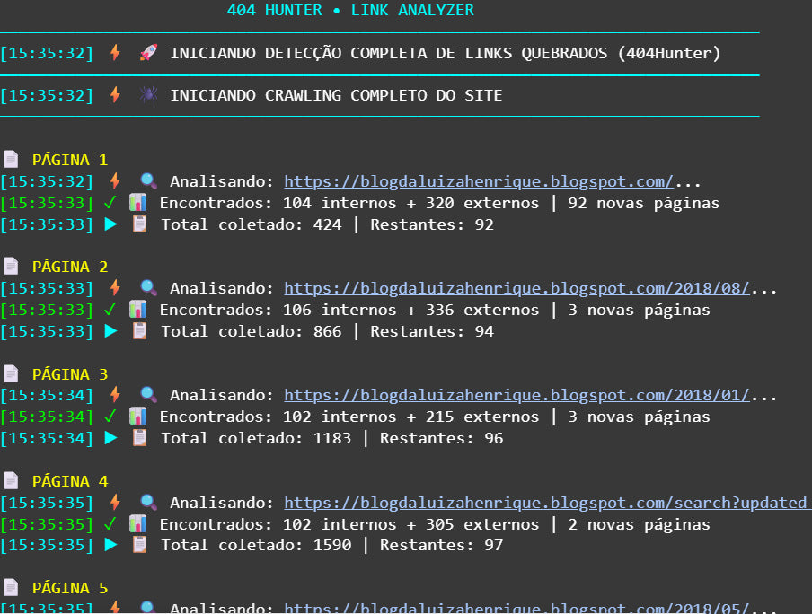 Robô 404Hunter: Detecte Links Quebrados em Massa (Ilimitado)