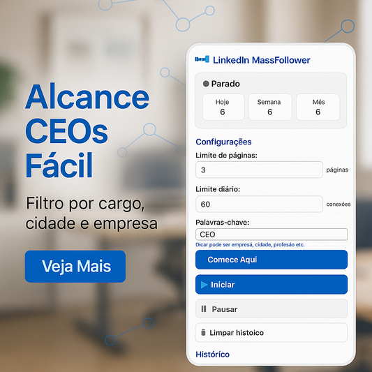 Robô LinkedIn MassFollower: Extensão no Chrome para Seguir Pessoas em Massa