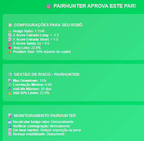 Robô PairHunter: Análise Automática para Trade de Cointegração entre Pares de Ativos (Ilimitado)
